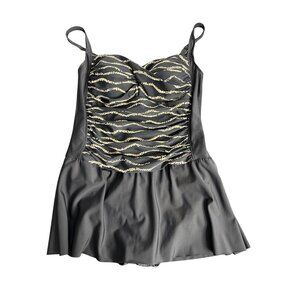 A&H Sportswear Women's Black One-Piece Swimsuit with Flounce Size 14